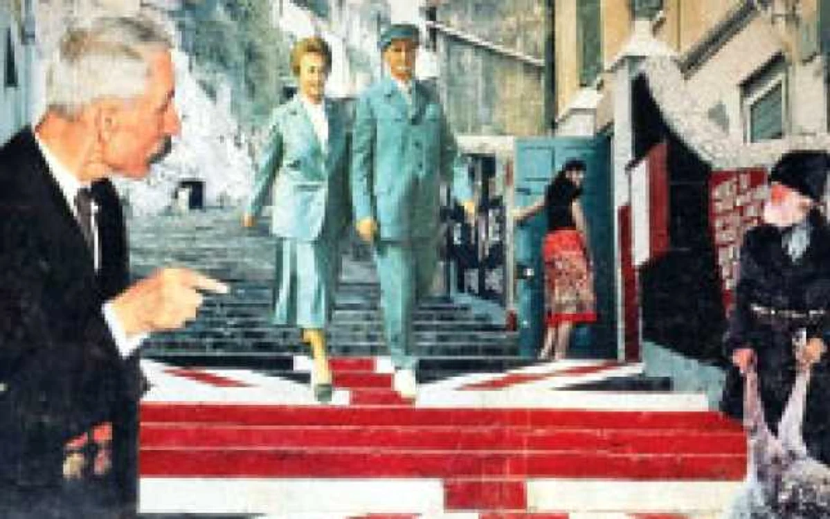 Unul dintre colajele din anii ’90, cu soţii Ceauşescu