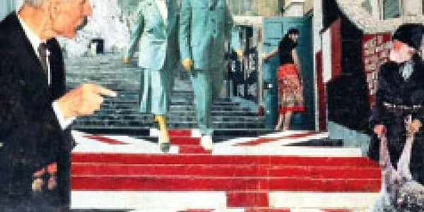 Unul dintre colajele din anii ’90, cu soţii Ceauşescu