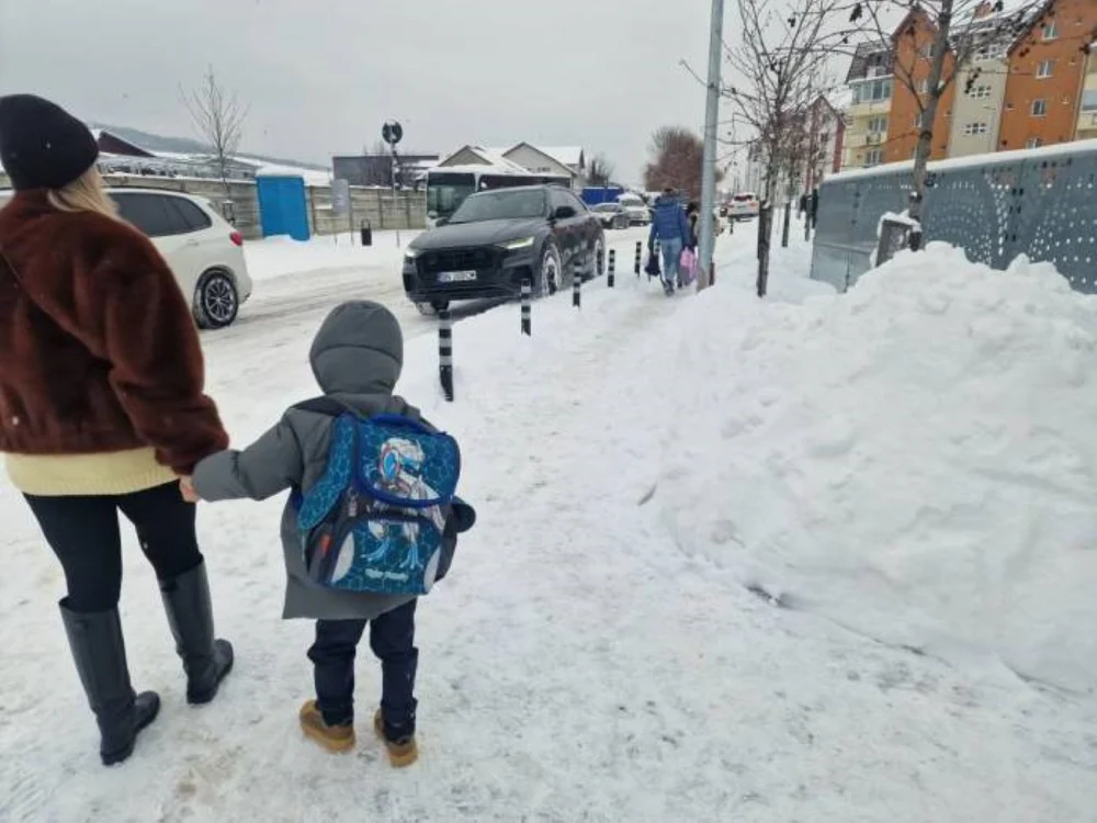Toate școlile din Bistrița, închise și vineri din cauza viscolului