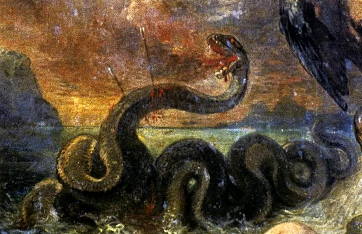 Detaliu din tabloul lui Delacroix - "Apollo (sau Phoebus) ucigandu-l pe Python"