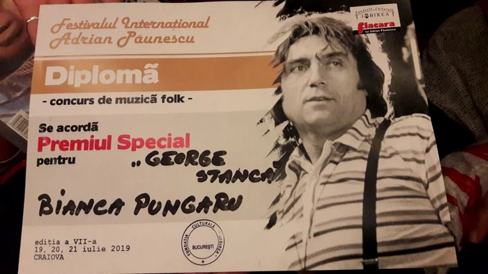 Premiul „George Stanca” de la Festivalul „Adrian Păunescu” a fost câștigat de Bianca Purgaru