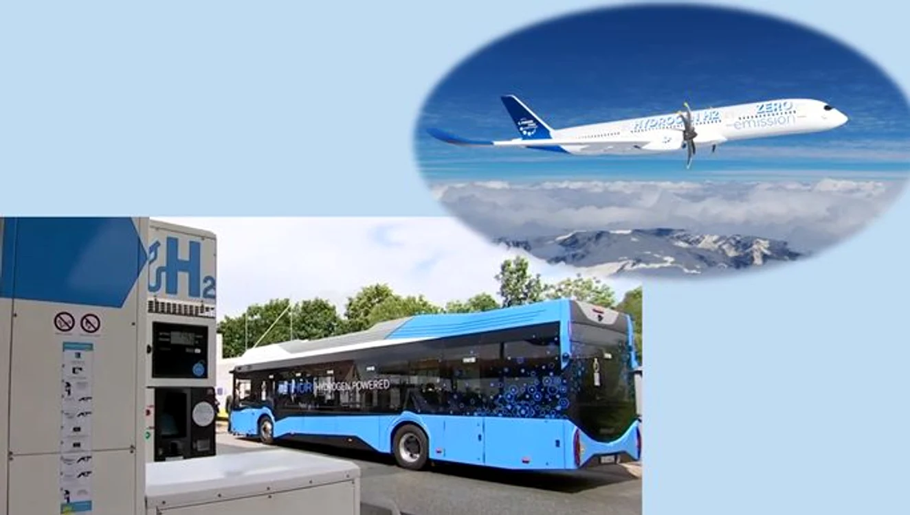 Mobilitate cu motoare termice, in autobuze urbane si in aeronave, folosind hidrogenul