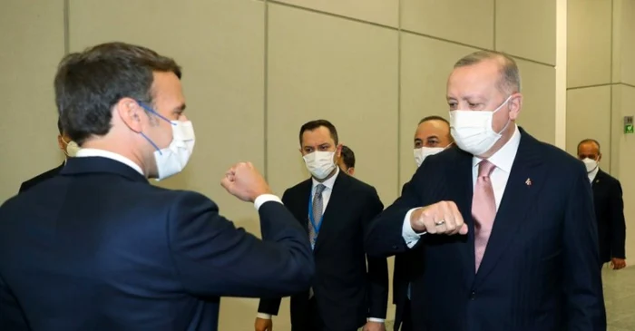 Preşedintele Franşei, Emmanuel Macron şi omologul său turc, Recept Erdogan