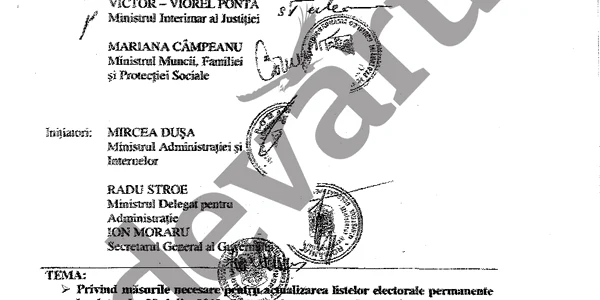 Memorandum Guvern actualizarea listelor permanente
