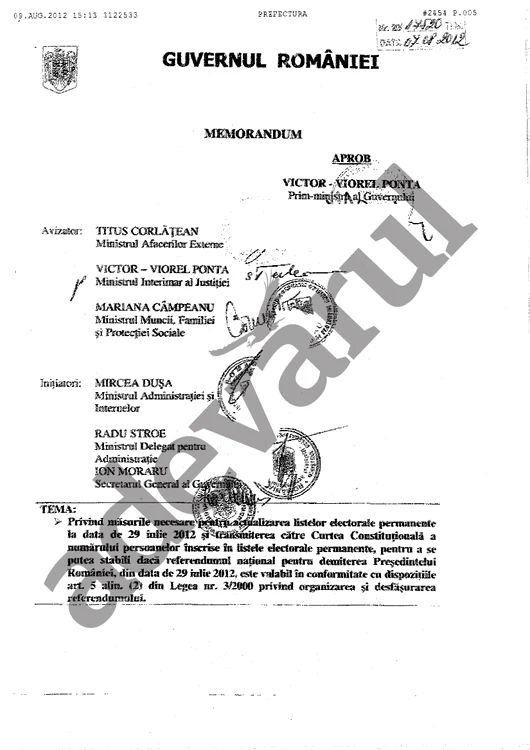 Memorandum Guvern actualizarea listelor permanente