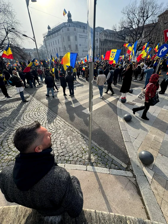 Gabriel Diaconu la protestul AUR. FOTO: Arhivă personală