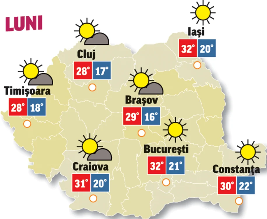 Săptămâna debutează cu vreme caldă și mult soare în toată țara