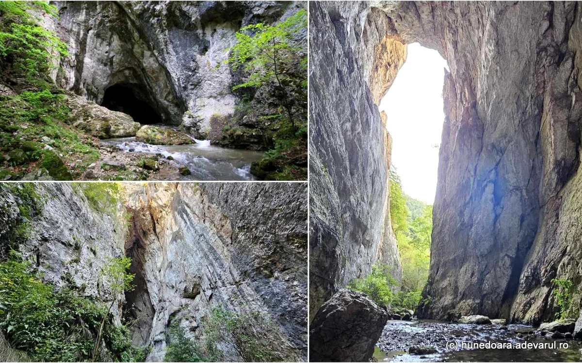 Peșterile Cioclovina (sus) și Șura Mare (jos, dreapta) din Munții Șureanu. Foto Daniel Guță