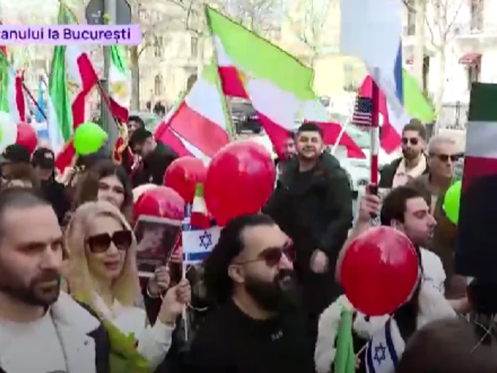 Protest în fața Ambasadei Iranului/FOTO: Captură video Digi24