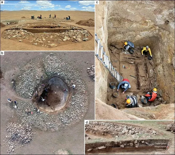 Cercetări arheologice în necropola Tamir (© P. Gérard, B. Noost, and D. Nikolaeva / Alcouffe et al., Antiquity (2026)