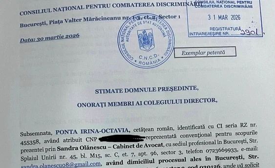 Sesizarea depusă de Irina Ponta. FOTO FB Victor Ponta
