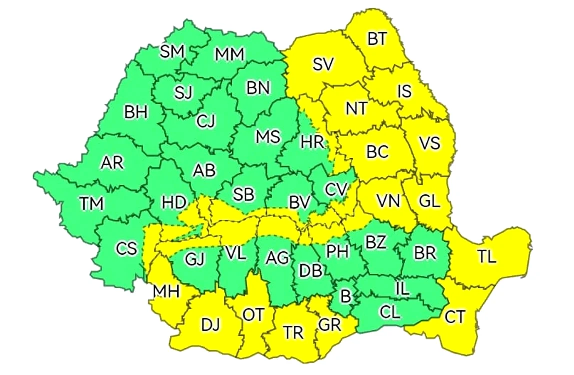 Cod galben de vânt în România / foto: ANM