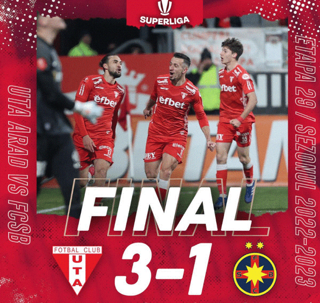 UTA a încheiat seria de victorii a FCSB din Superligă