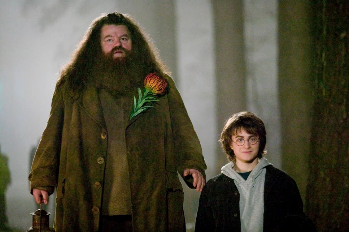 Robbie Coltrane, alături de Daniel Radcliffe într-unul dintre filmele „Harry Potter“