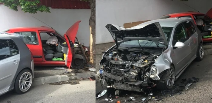 Cele două maşini implicate în accident FOTO: IPJ Constanţa