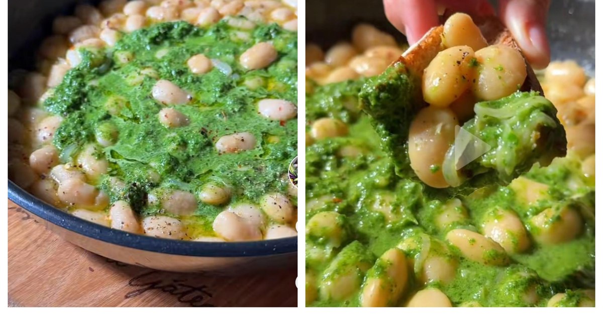 Fasole cu sos verde, rețeta deosebită care a cucerit internetul. Ingredientul secret pentru o aromă specială și un aspect inedit. VIDEO