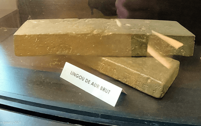 Lingou de aur expus la Muzeul din Brad,