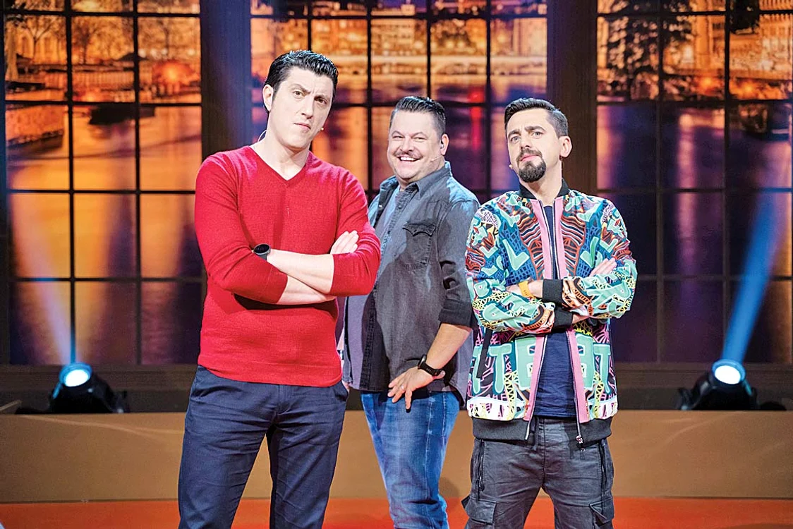 Alături de Costi Diţă şi naşul Mihai Bobonete la emisiunea „Pe Bune!?”