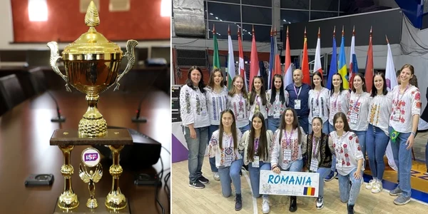 Campioana Naţională a României la handbal feminin şcolar - echipa Colegiului Energetic Râmnicu Vâlcea - locul III la Campionatul Mondial Foto colaj