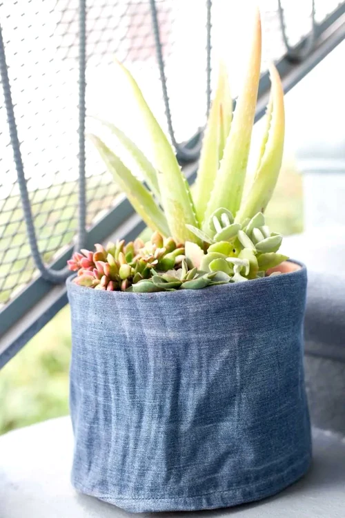 Ghiveci îmbrăcat în material. Foto: Pinterest