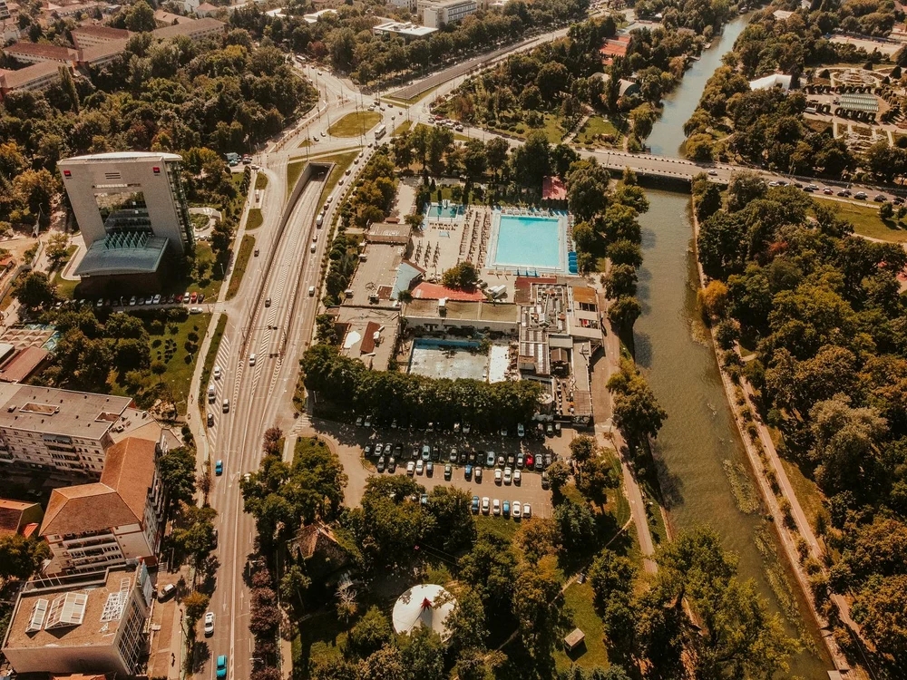 Imagine aeriană cu ștrandul Termal FOTO PMT