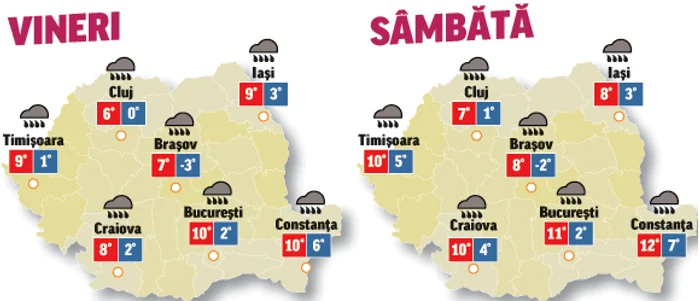 În următoarele două zile aria precipitațiilor se va extinde pe toată suprafața teritoriului