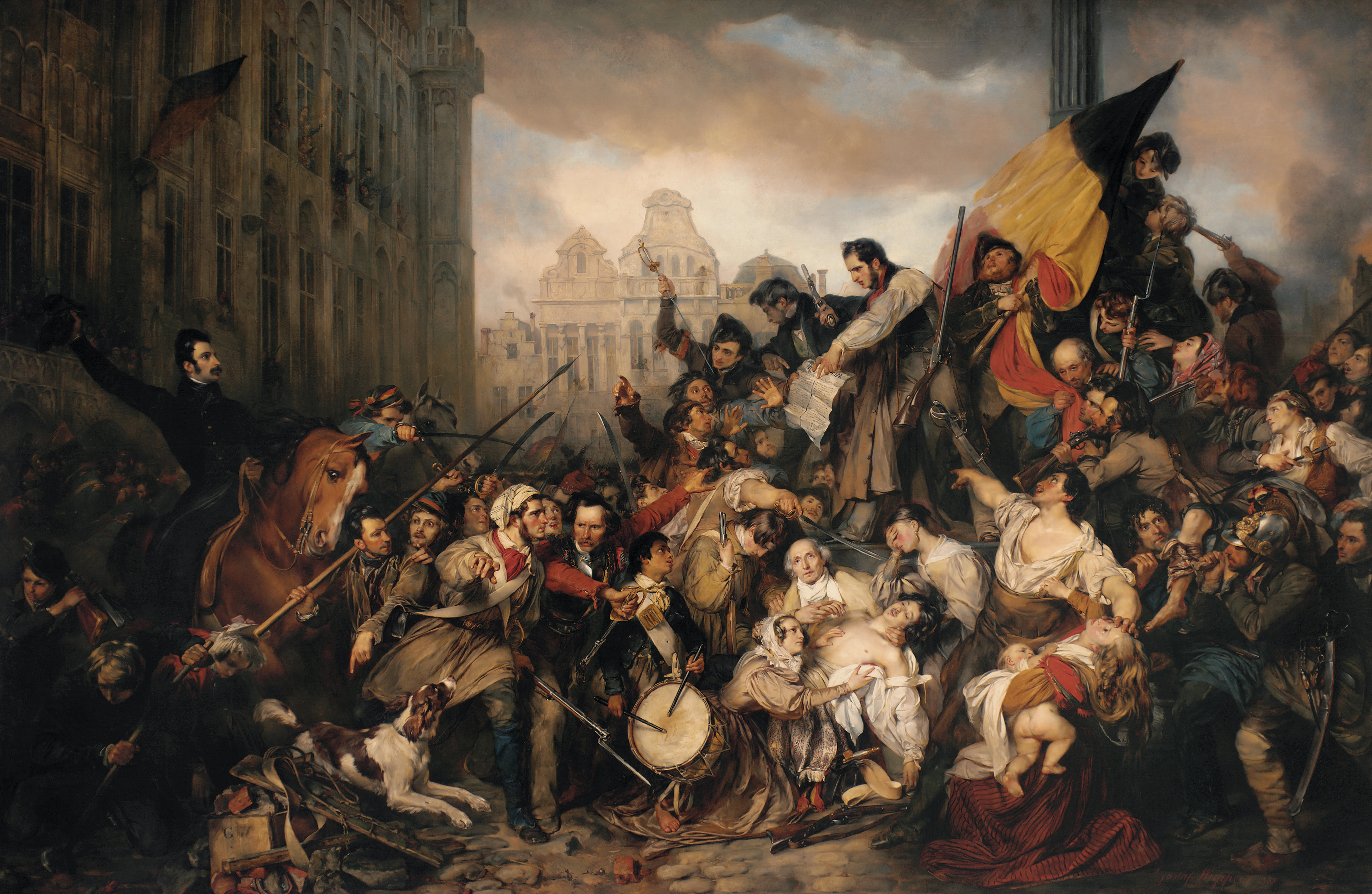 Gustave Wappers   Episode of the September Days 1830, on the Grand Place of Brussels   Google Art Project jpg