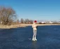 Lacul de lângă Timişoara a devenit patinoar natural FOTO Ş.Both