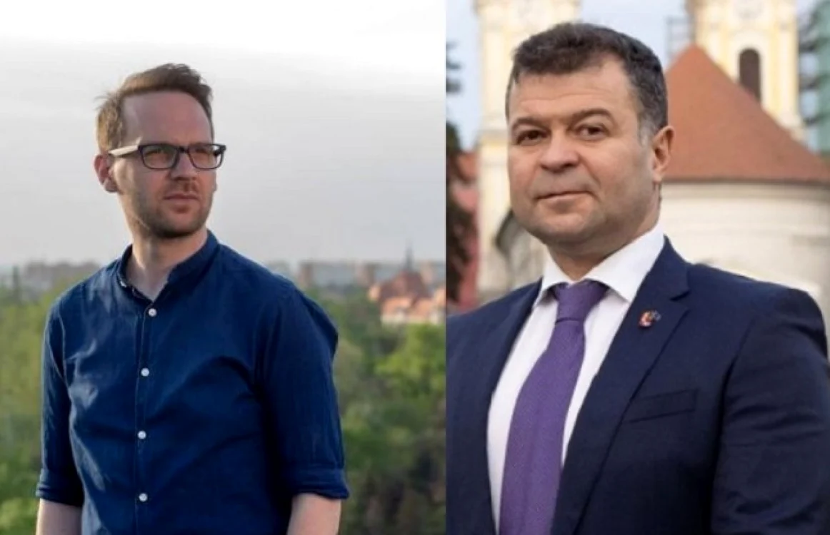 Primarul Timişoarei, Dominic Fritz (USR) şi rectorul UVT, Marilen Pirtea (PNL) FOTO Facebook/Colaj