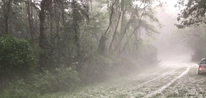 Grindină în zona Coşeviţa, de la limita judeţelor Hunedoara şi Timiş. FOTO: Dani Jula.