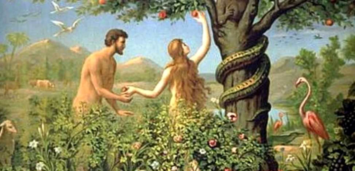 Adam şi Eva, izgoniţi din Rai după ce au muşcat din măr. FOTO Arhivă