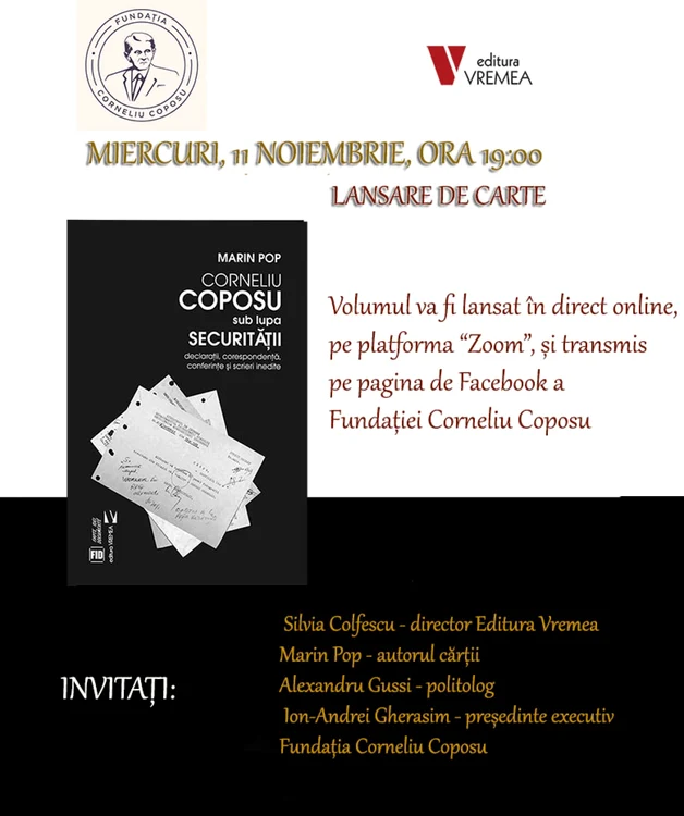 Corneliu Coposu carte lansare 11 noiembrie