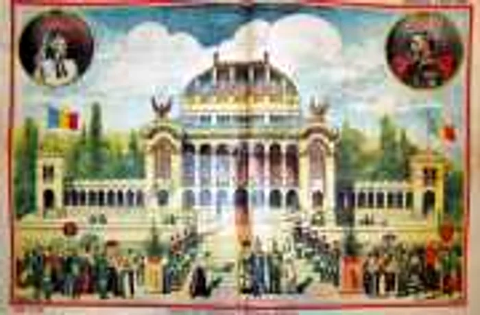 Poster de epocă al marii Expoziţii Jubiliare Regale de la 1906