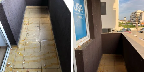 Biroul USR vandalizat cu ouă FOTO Facebook