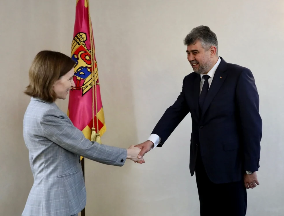 Marcel Ciolacu s-a întâlnit, la Chişinău, cu preşedinta Republicii Moldova, Maia Sandu. FOTO: Twitter/ Marcel Ciolacu