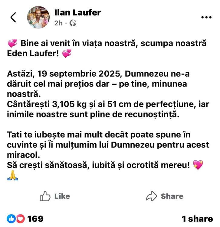 Postarea lui Ilan Laufer - Foto: Instagram 