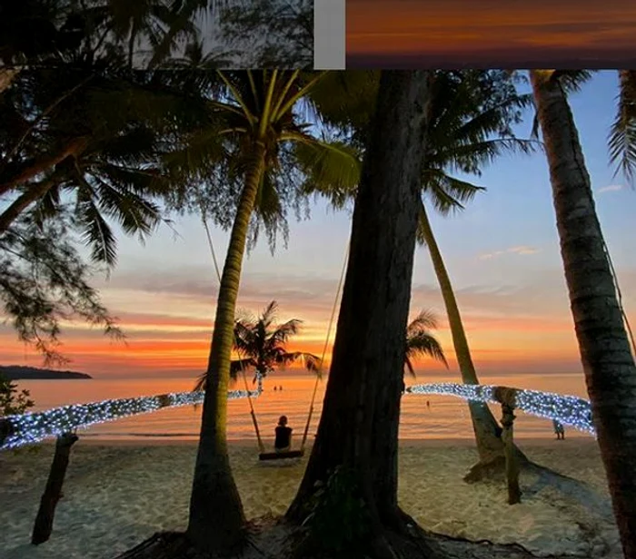 Delia se află la plajă pe o insulă tropicală