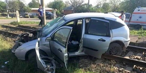 Maşina implicată în accidentul de la Piscu FOTO GSDG/Facebook