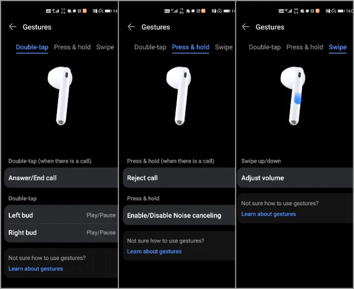 Huawei Freebuds 4 capturi comenzi gesturi