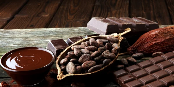 Boabe de cacao tableta de ciocolata si crema de ciocolata JPG