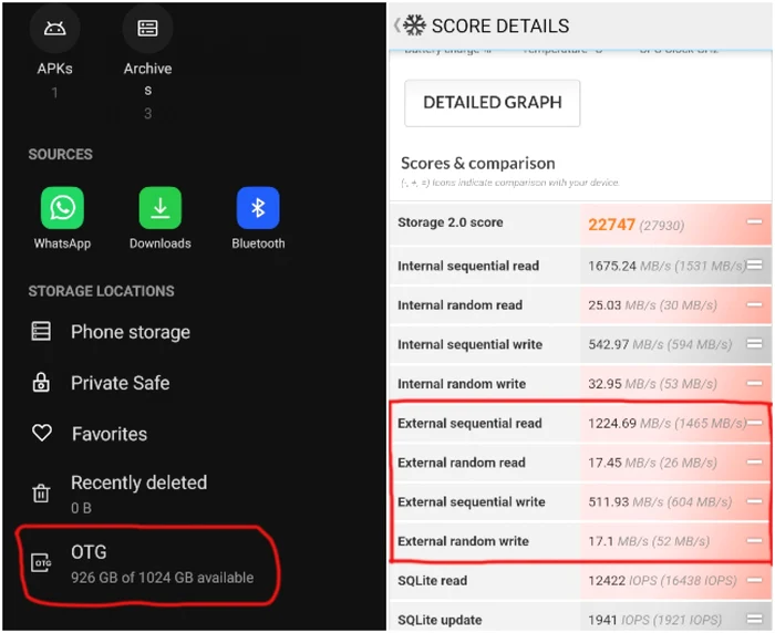 SSD ADATA Legend 710 test smartphone