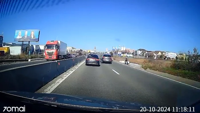 Momentul impactului de pe DN 1. Sursa: Turnul Sfatului, captură video