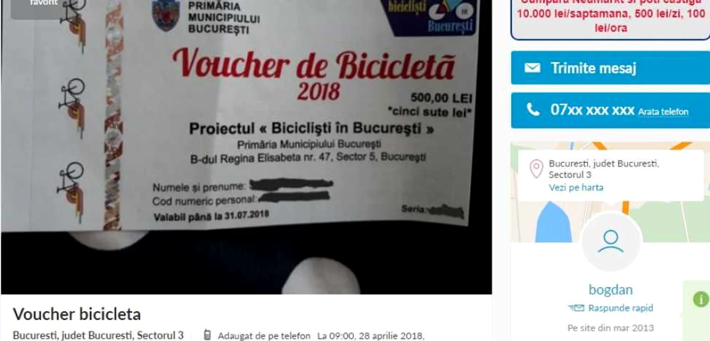 Vouchere se vând chiar şi cu 400 de lei