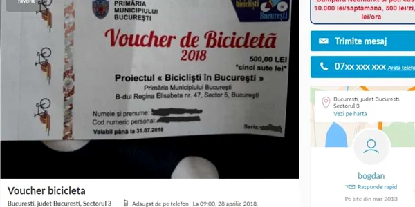 anunt vanzare voucher biciclete