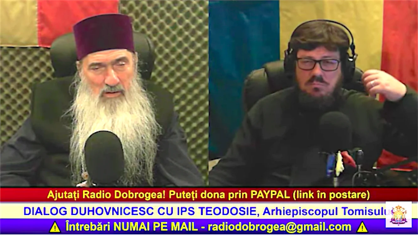 IPS Teodosie dormind şi preotul Eugen Tănăsescu la emisiunea Dialog duhovnicesc de la Radio Dobrogea Sursa Youtube indisponibilizat