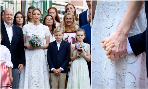 Prințesa Charlene ca o mireasă și Prințul Albert de Monaco cu copiii lor, Prințul Jacques și Prințesa Gabriella   Palatul Princiar  (1) jpg