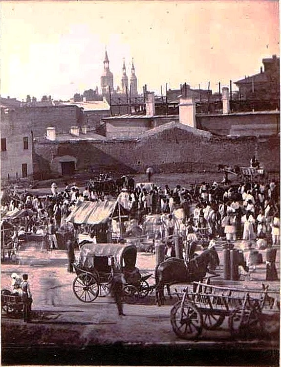 Targ in Piata 24 Ianuarie Bucuresti 1860 foto Carol Popp de Szathmari