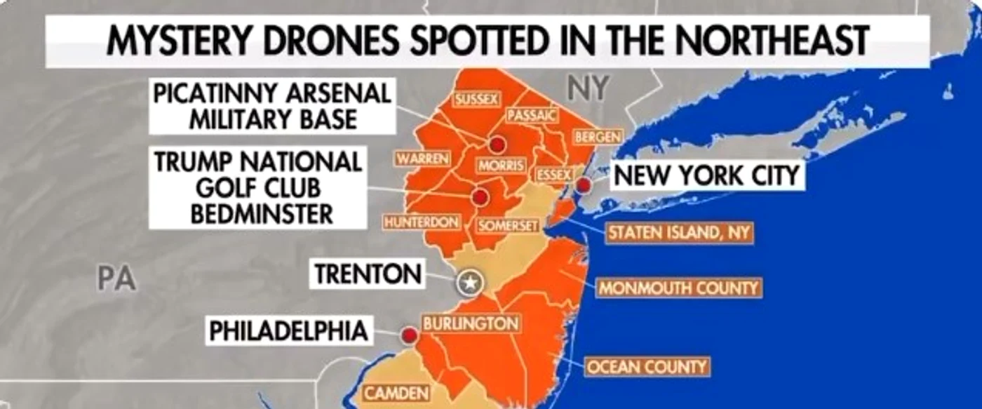 Zonele unde au fost observate dronele FOTO Captură Video Fox News