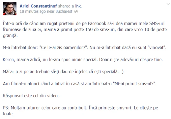 ariel constantinof mesaj facebook