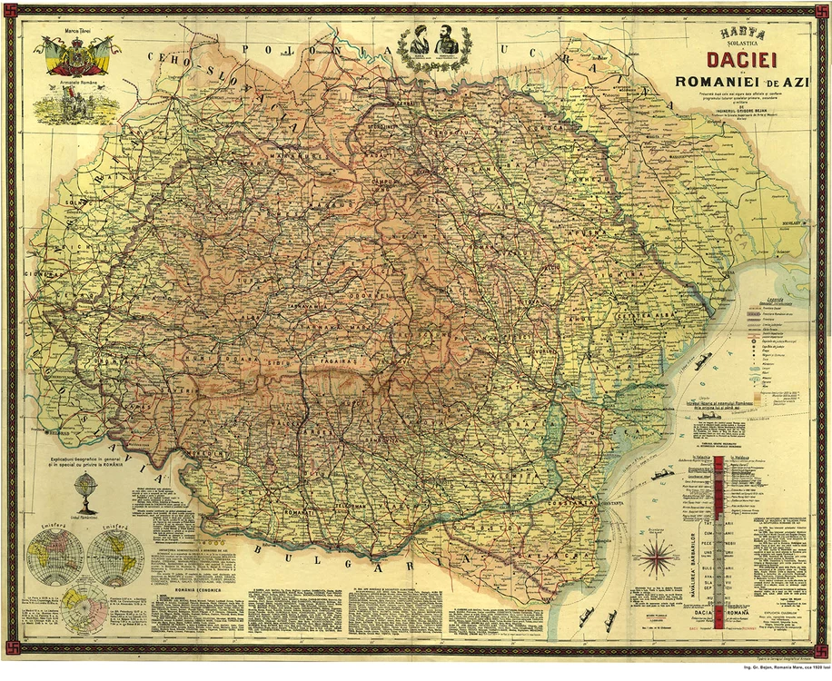 Harta Scolastica a Daciei si a Romaniei Mari  1919 1920 jpg jpeg